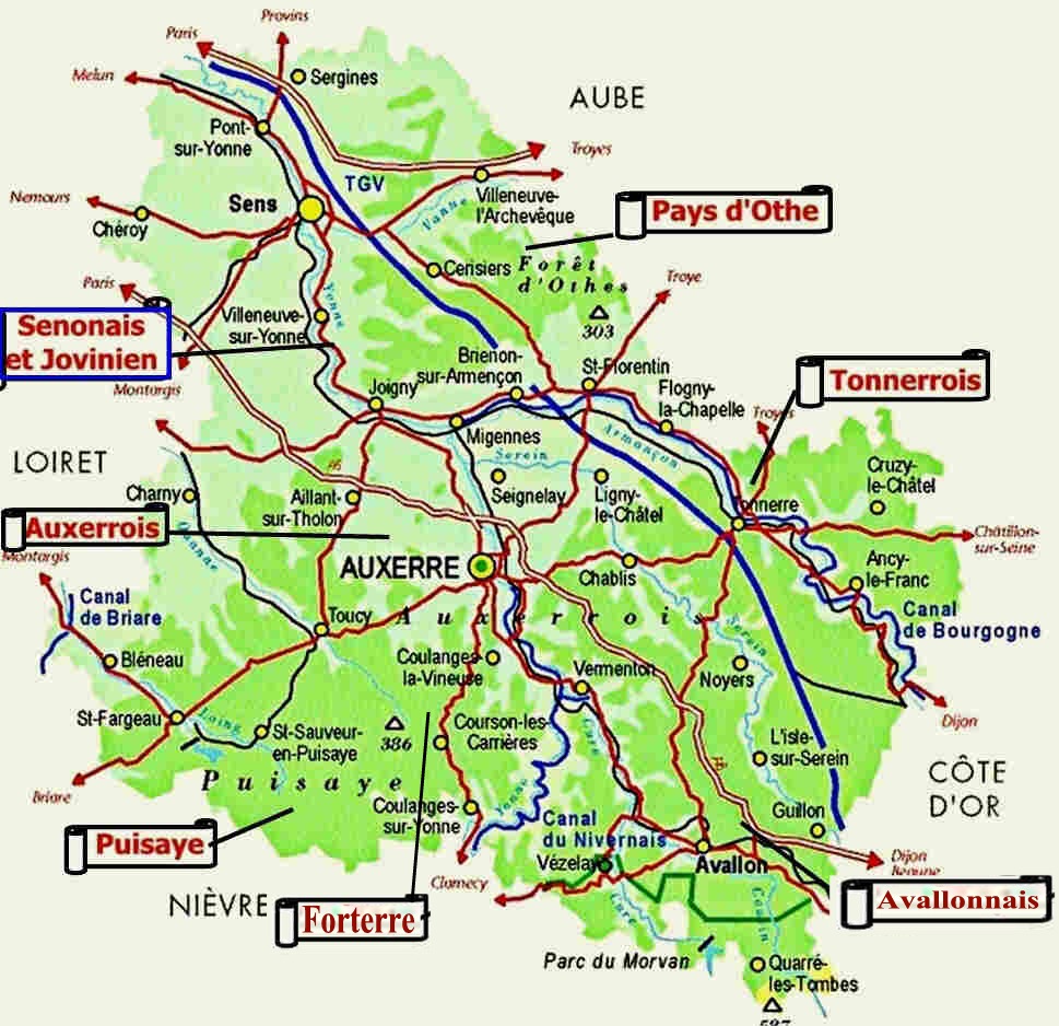 Carte de l'Yonne